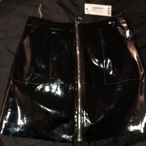 Black Leather Feel Skirt Size Medium New With Tag